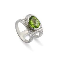 PERIDOT DOUBLE PAVE WIDE RING