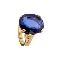 SAPPHIRE OVAL ANTIQUE YELLOW GOLD RING