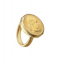 STUDDED CLASSIC COIN YELLOW GOLD RING