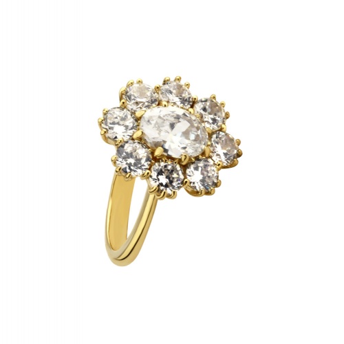 OVAL HALO YELLOW GOLD RING