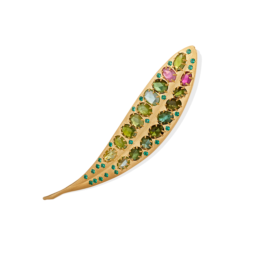 RAYS OF LIFE TOURMALINE EMERALD BROOCH