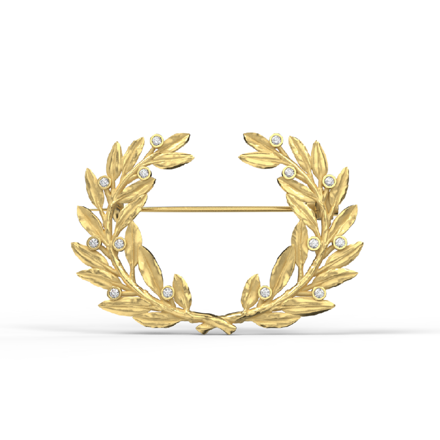OLIVE CROWN BROOCH