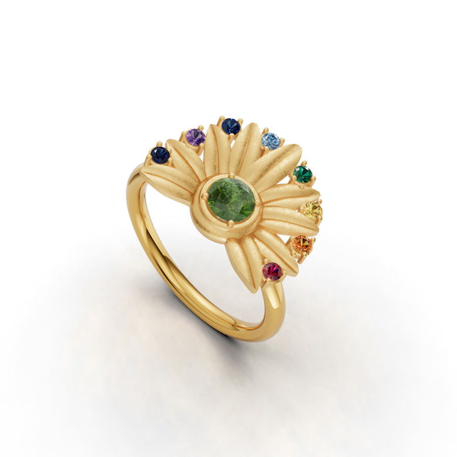 RAYS OF LIFE YELLOW GOLD RING