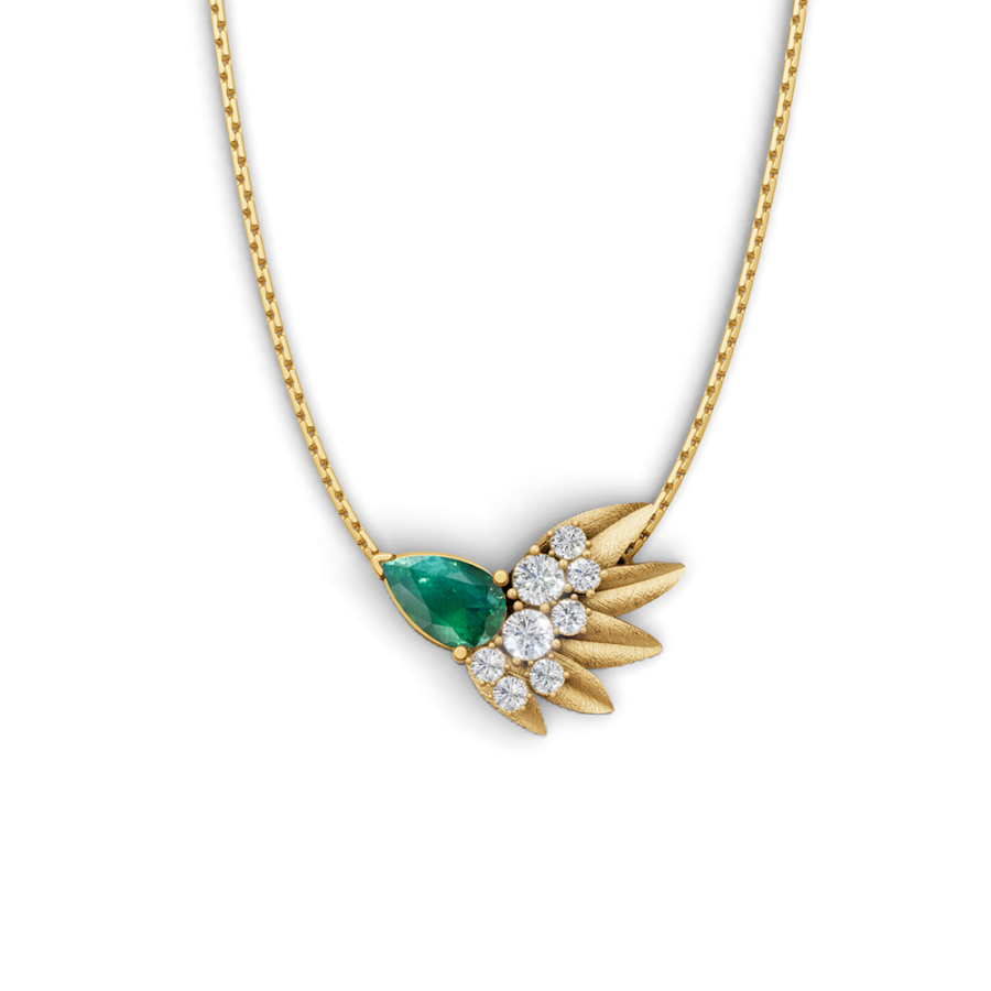 OLIVE WING RAY EMERALD NECKLACE