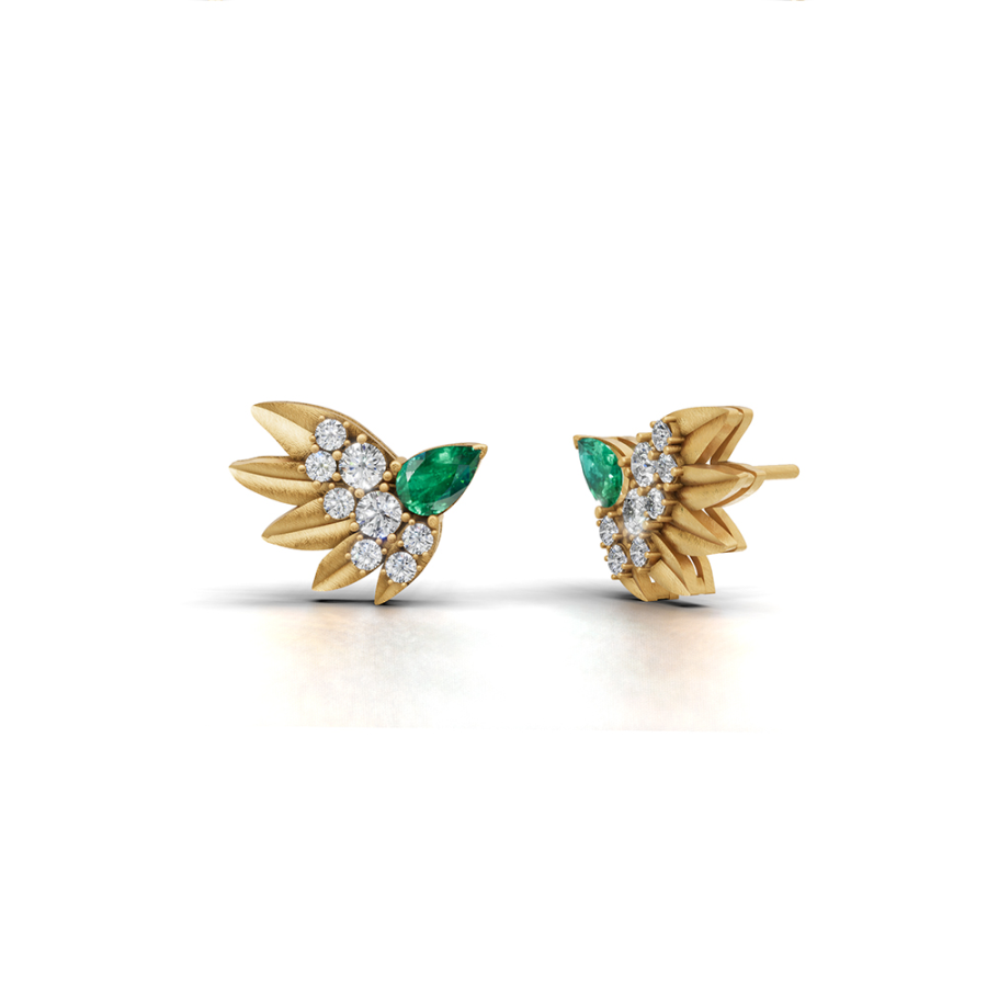 OLIVE WING RAY EMERALD EARRINGS