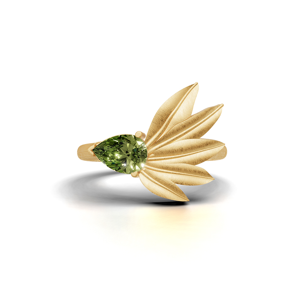 OLIVE WING RAY PERIDOT RING - Image 2