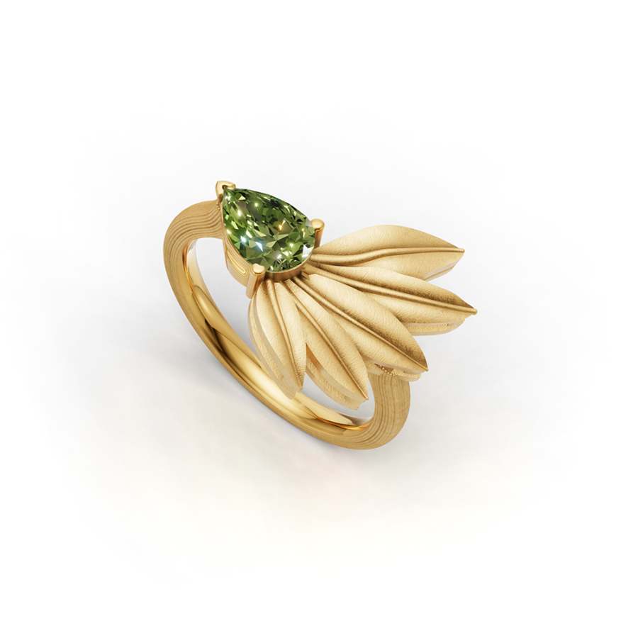 OLIVE WING RAY PERIDOT RING
