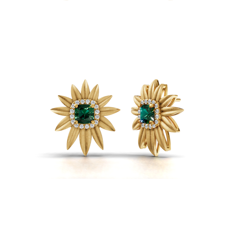 OLIVE ARC EMERALD EARRINGS