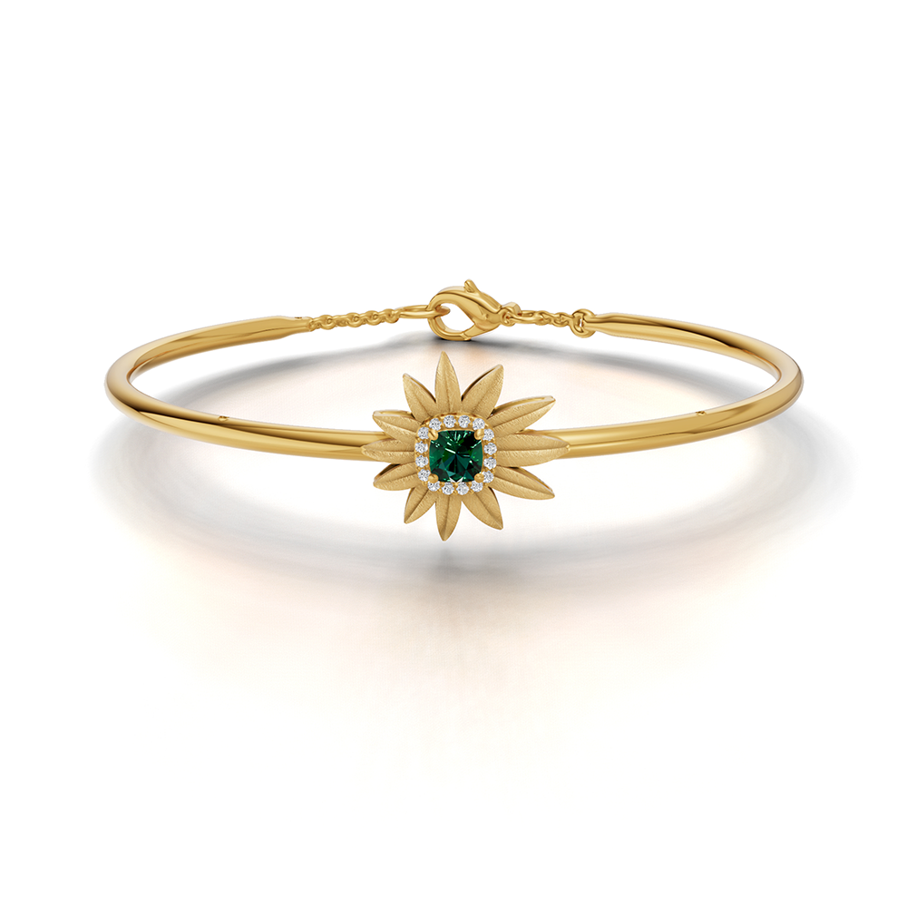 OLIVE ARC EMERALD BRACELET - Image 2