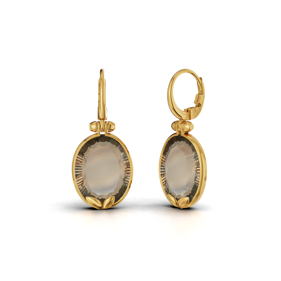 GOLDEN HALO QUARTZ EARRINGS