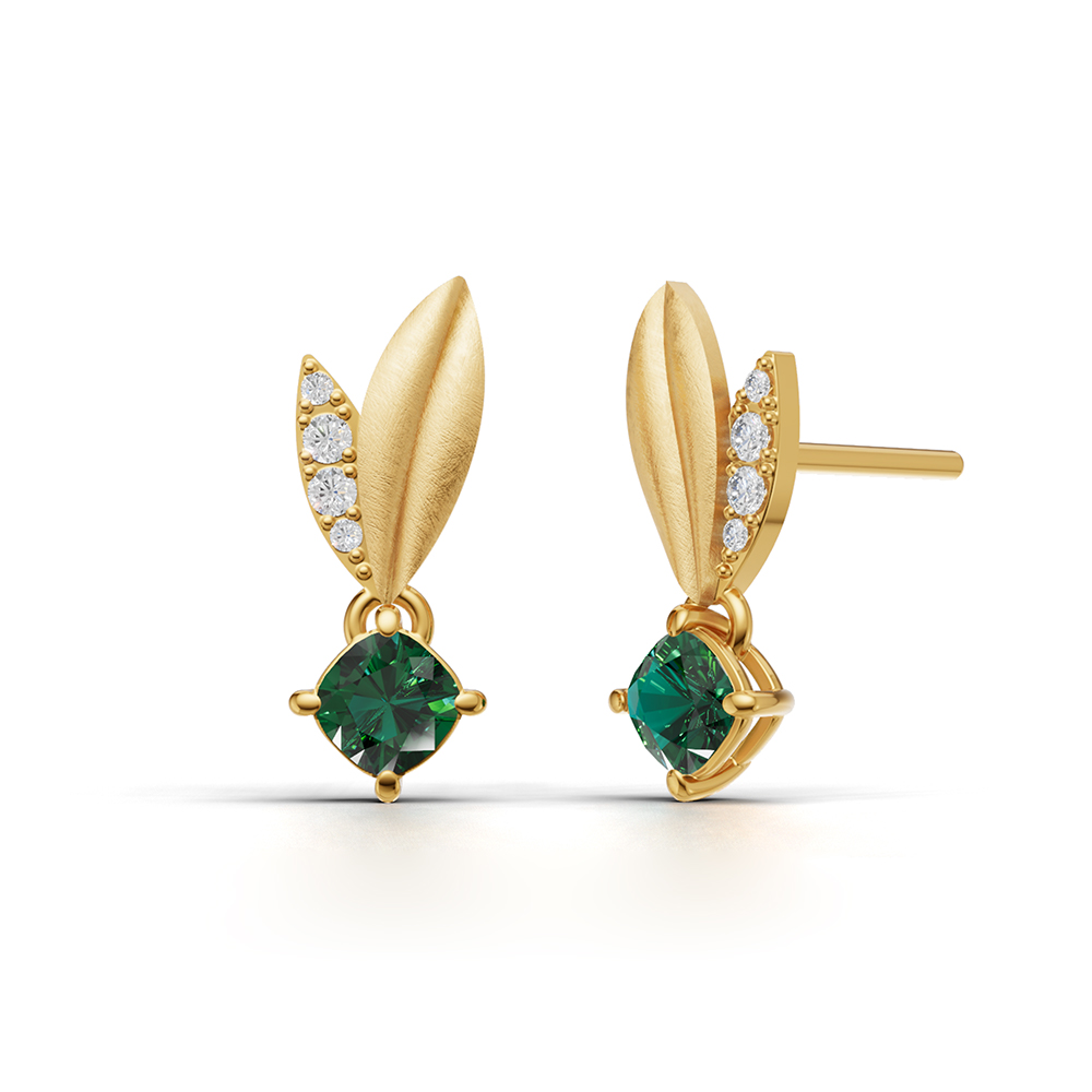 OLIVE WING RAY EMERALD EARRINGS