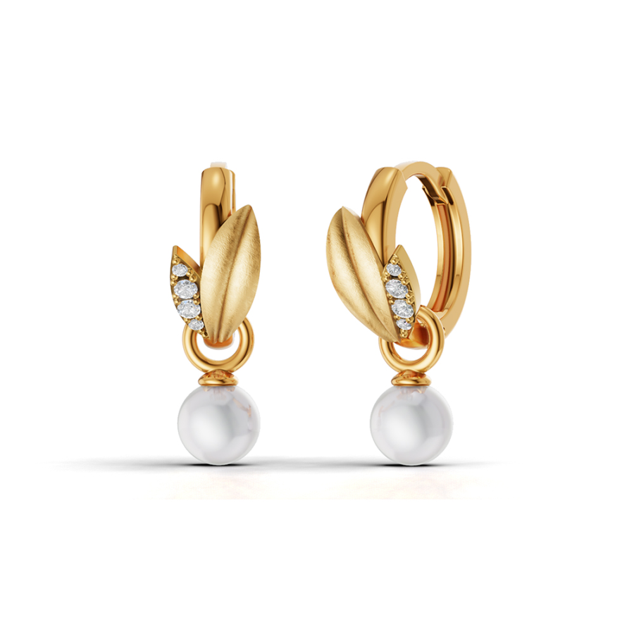GOLDEN HALO PEARL DIAMOND EARRINGS