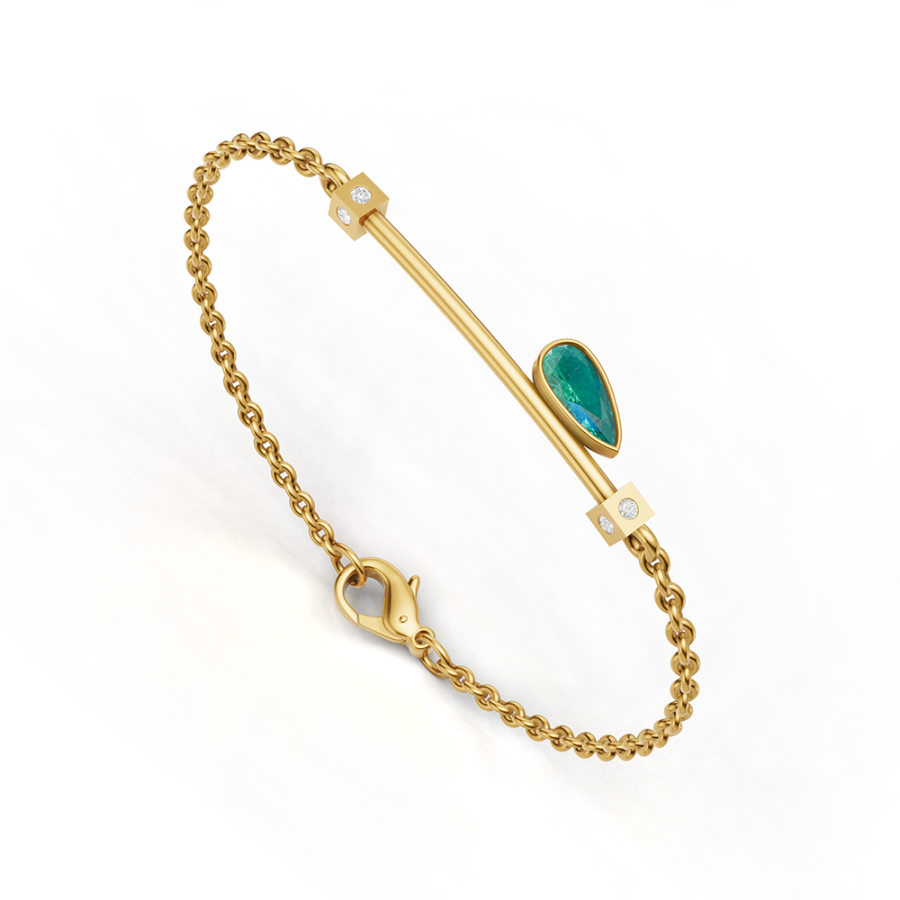 OLIVE WING RAY EMERALD DIAMOND BRACELET
