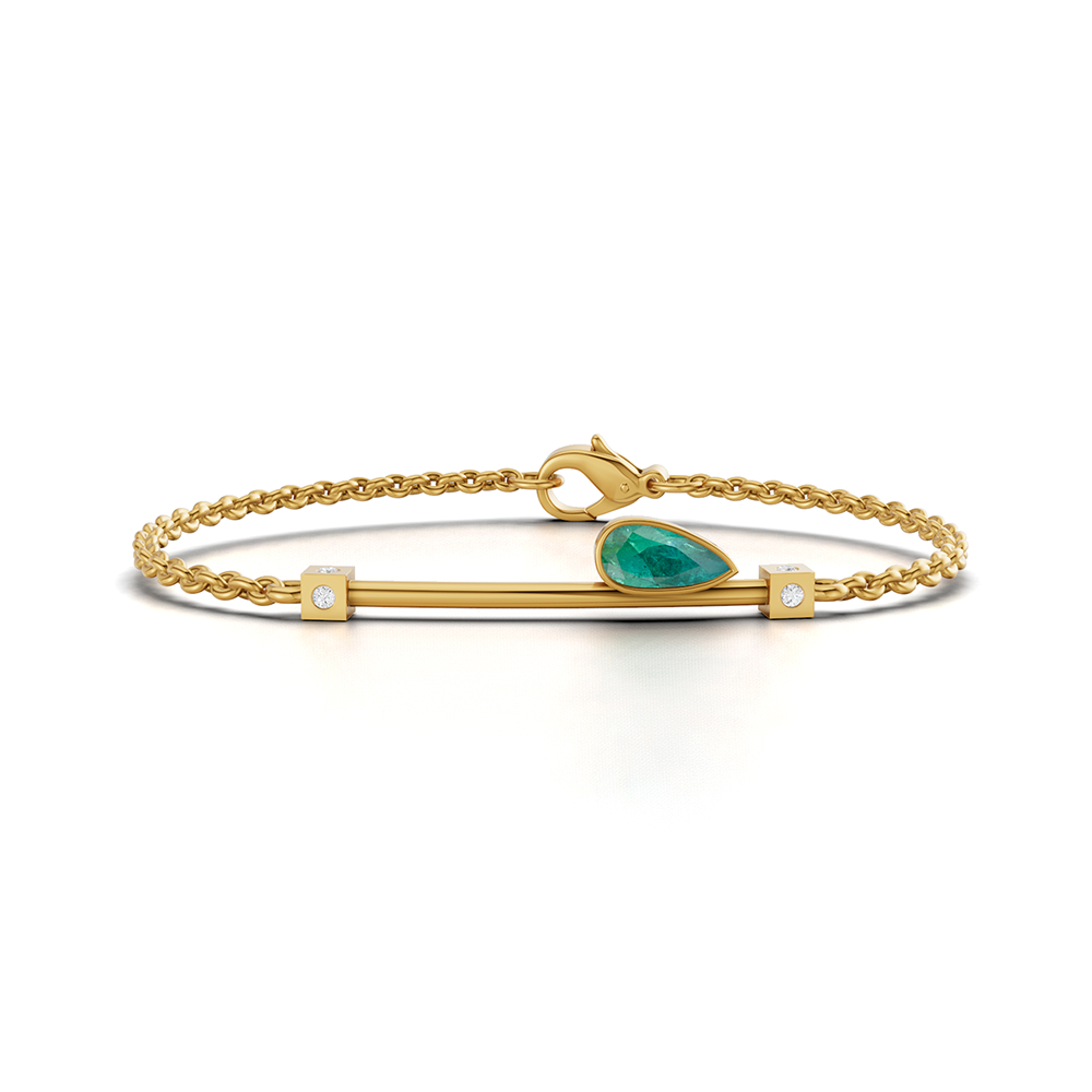 OLIVE WING RAY EMERALD DIAMOND BRACELET - Image 2
