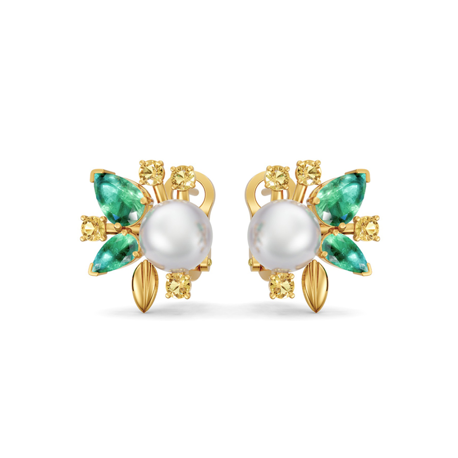 RAYS OF LIFE EMERALD SAPPHIRE EARRINGS