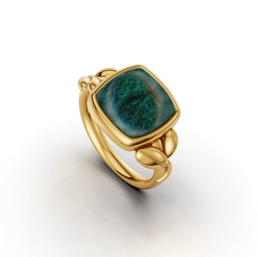 OLIVE LEAF CHRYSOCOLLA RING