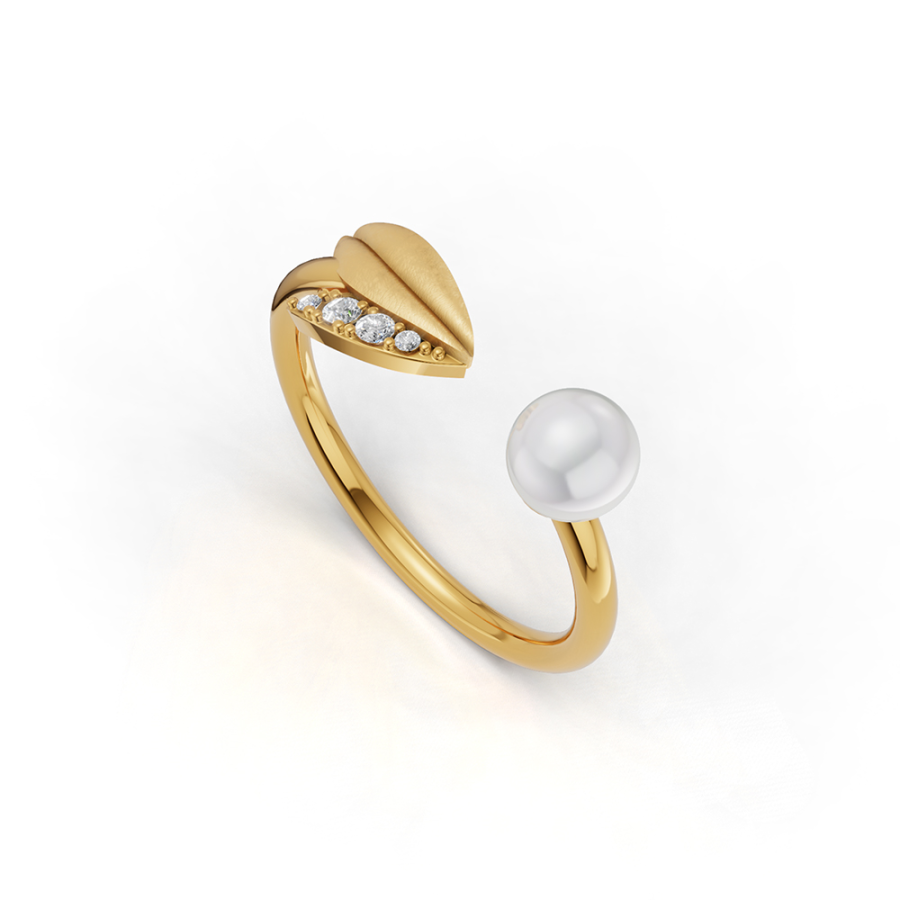GOLDEN HALO PEARL ZIRCON RING