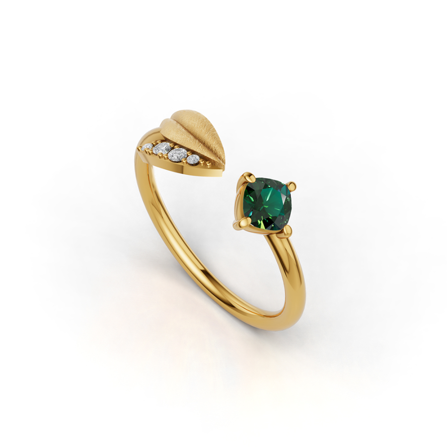GOLDEN HALO EMERALD RING