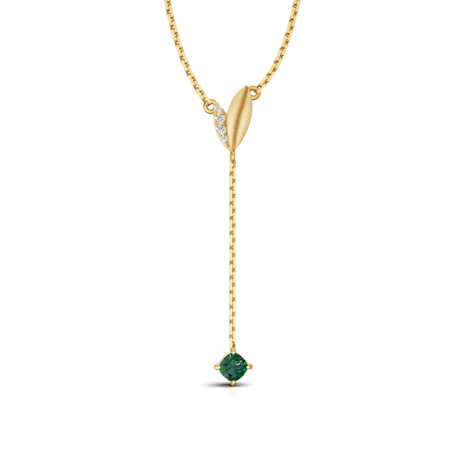 OLIVE LEAF EMERALD NECKLACE