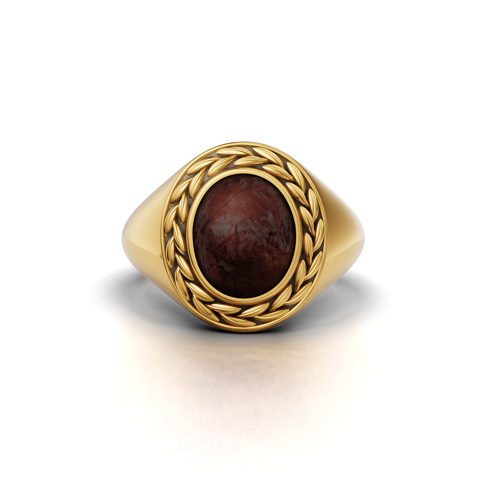 OLIVE LEAF OPAL MEN’S RING - Image 2