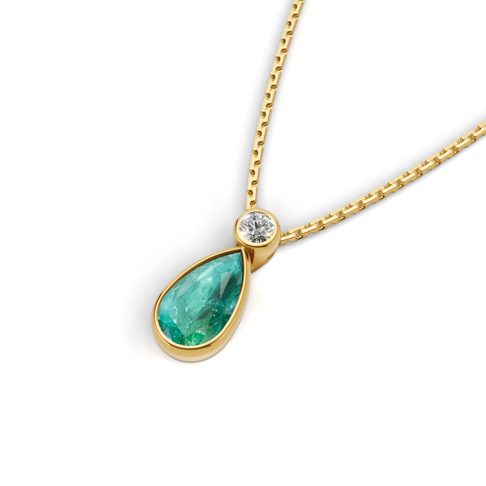 OLIVE DROP EMERALD NECKLACE - Image 2