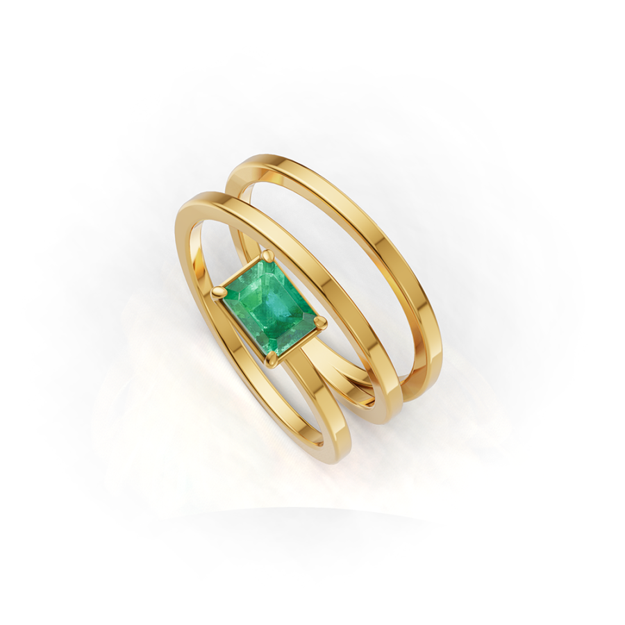 EMERALD TRIO RING