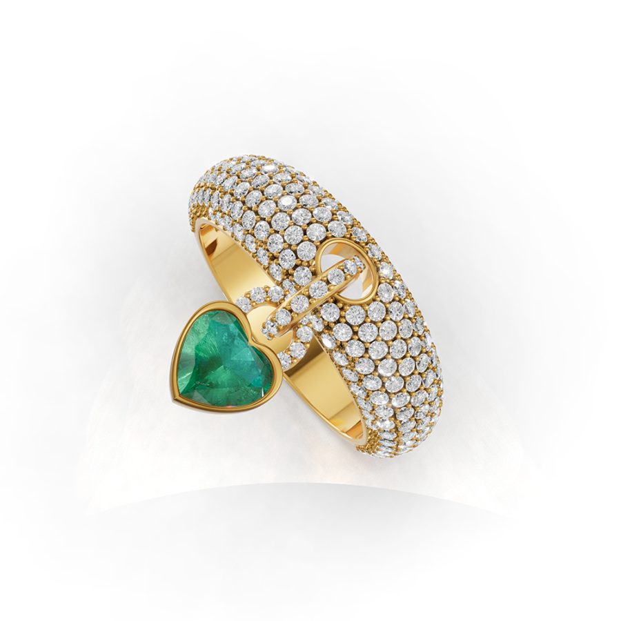 EMERALD HEART DROP RING