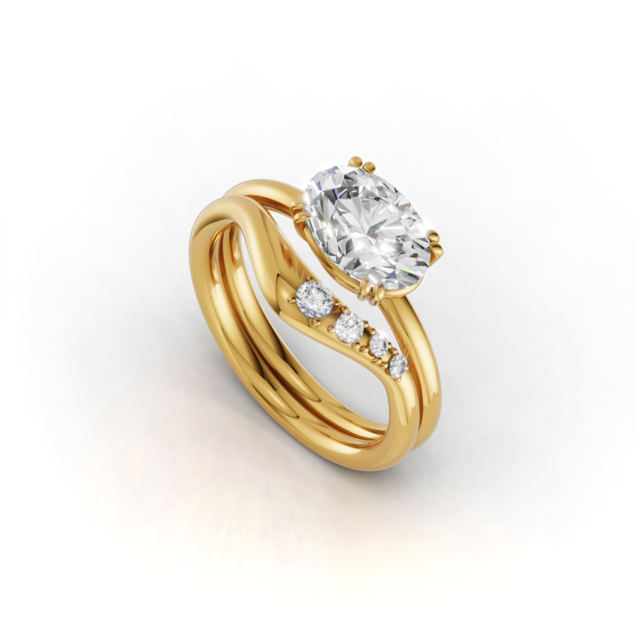 DOUBLE BAND OVAL SOLITAIRE