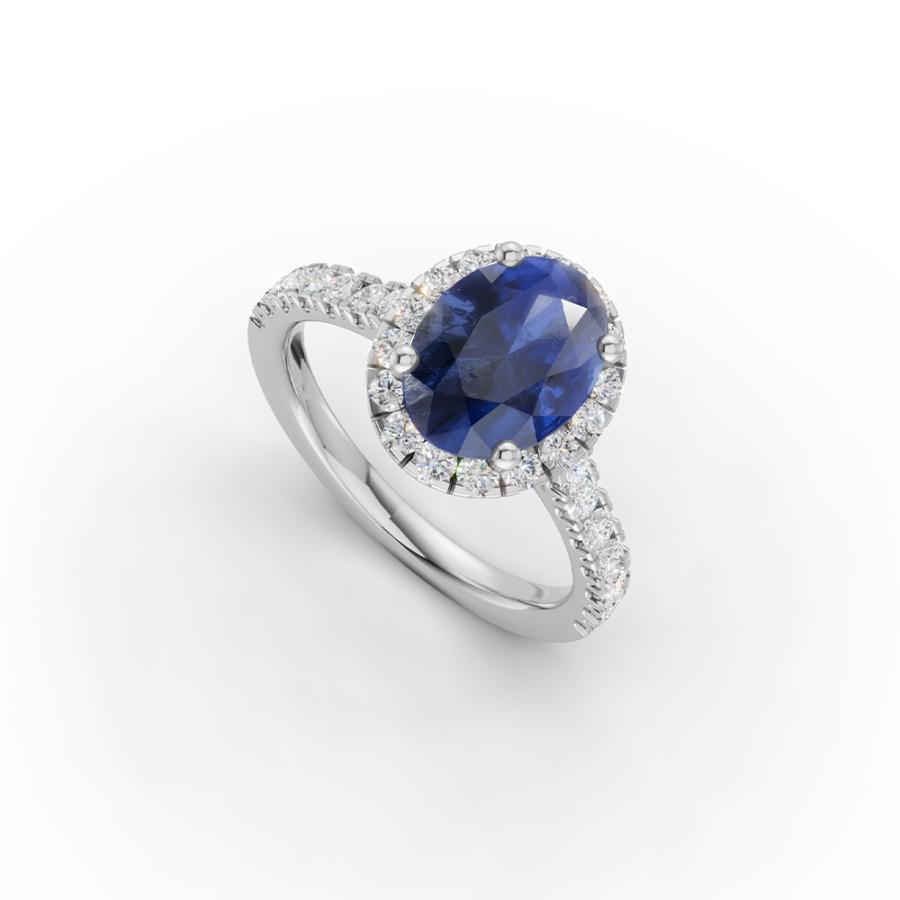 SAPPHIRE HALO DIAMOND RING