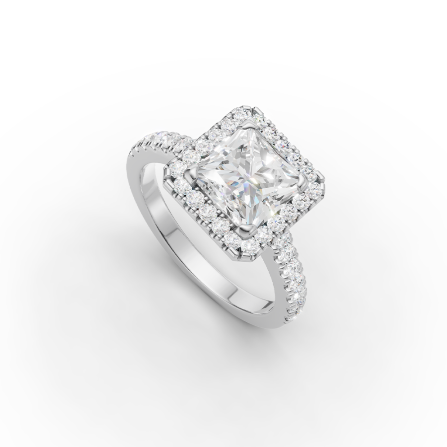 PRINCESS HALO DIAMOND RING