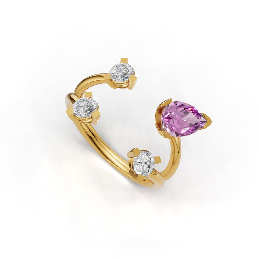 OLIVE WING RAY AMETHYST RING