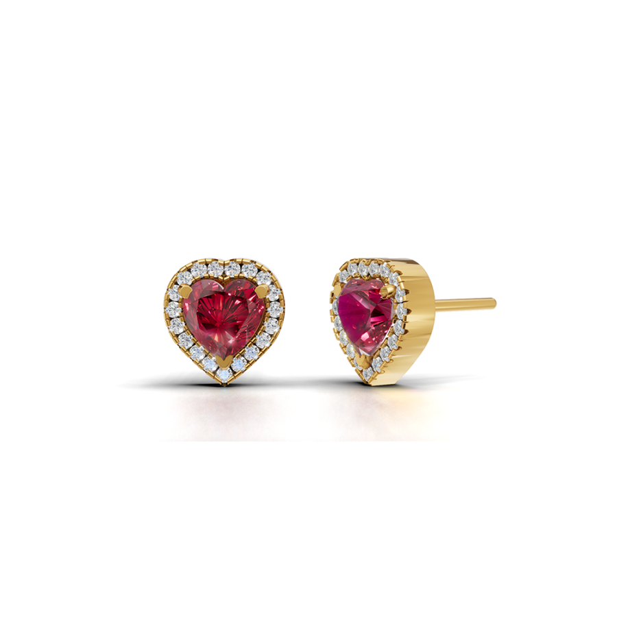 RUBY HEART EARRINGS