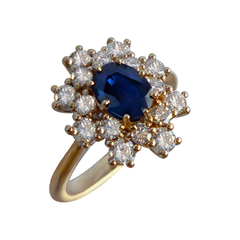 SAPPHIRE FLORAL HALO RING