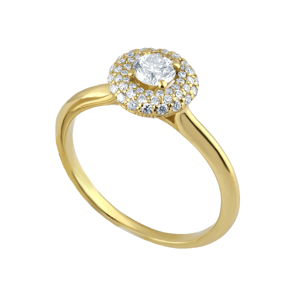 TRIPLE HALO YELLOW GOLD RING
