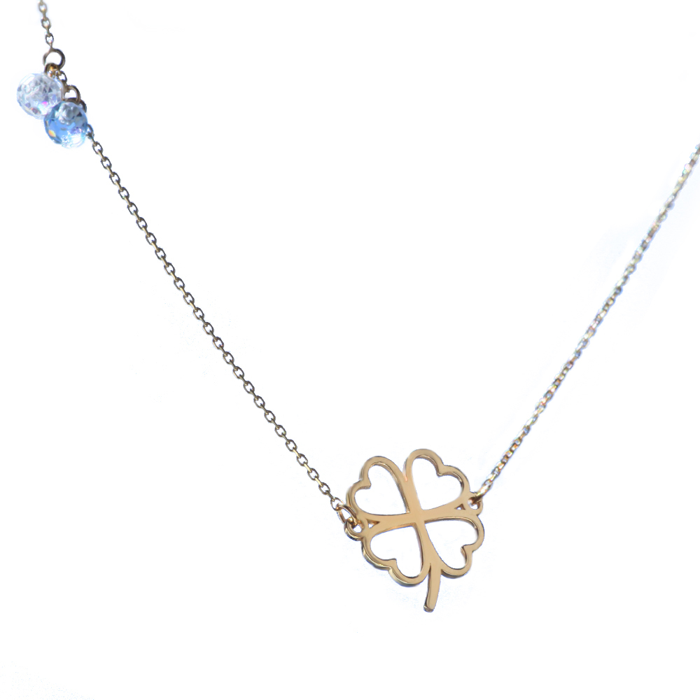 CLOVER SHAPED YELLOW GOLD NECKLACE