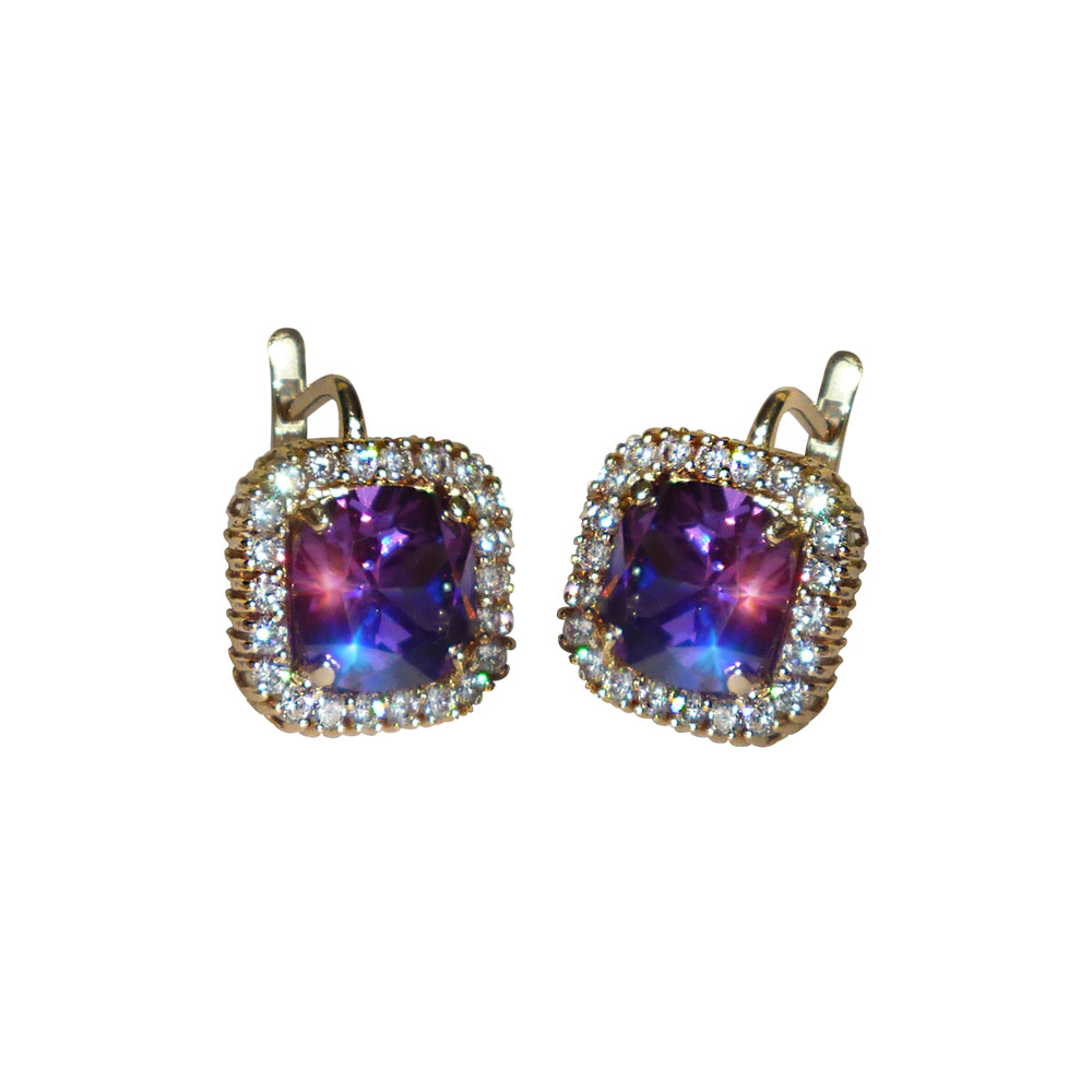 CUSHION AMETHYST EARRINGS