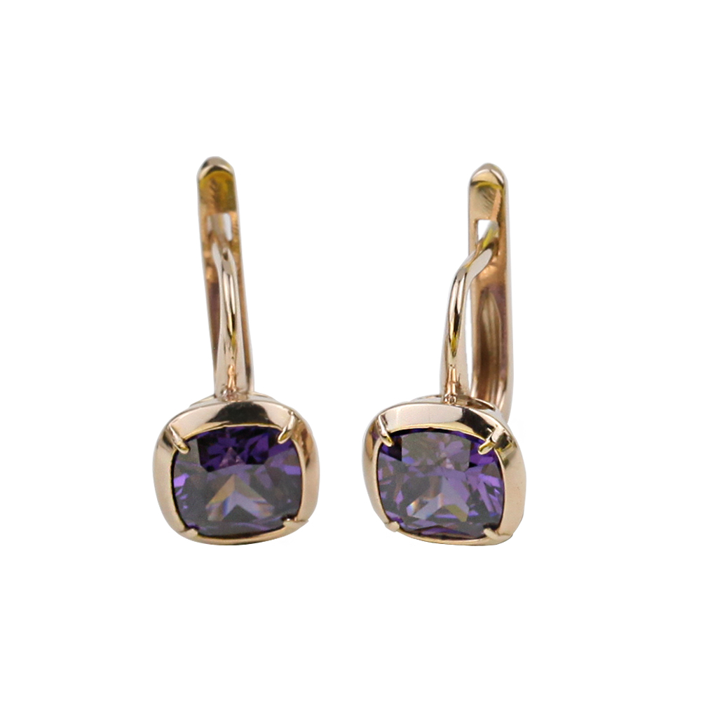 CUSHION AMETHYST MODERN EARRINGS