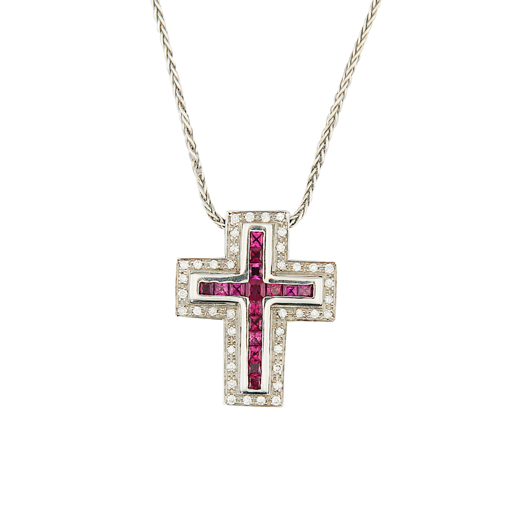 RUBY PAVE CROSS PENDANT