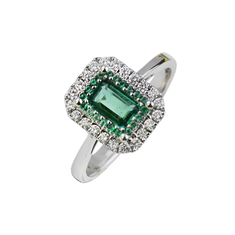DOUBLE HALO EMERALD CLASSIC RING