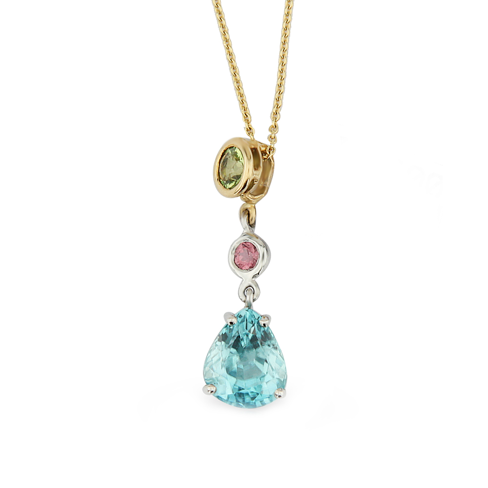 BLUE TOPAZ PEAR SHAPE DROP PENDANT 