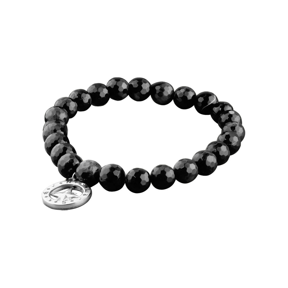 BLACK ONYX BEADED LOGO BRACELET