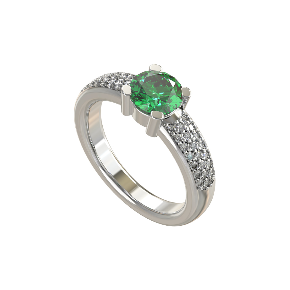 EMERALD AND ZIRCONIUM RING
