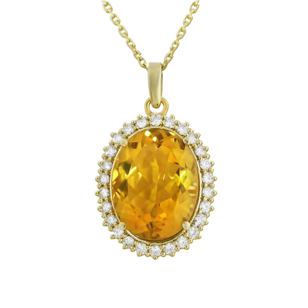 CITRINE OVAL HALO  PENDANT