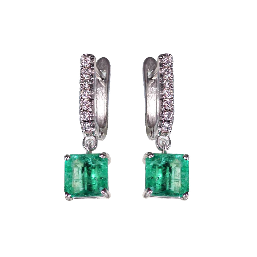 PRINCESS CUT EMERALD CLASSIC EARRINGS 
