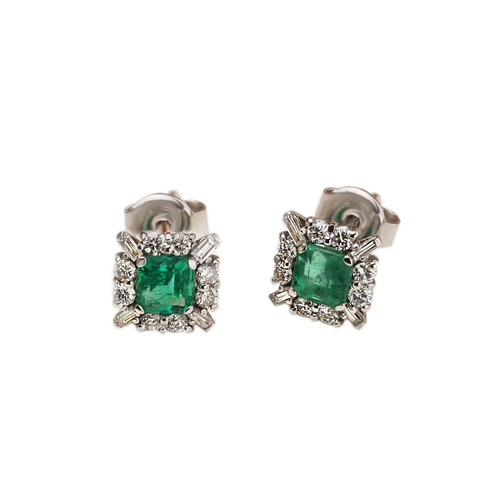 EMERALD AND ZIRCONIUM EARRINGS