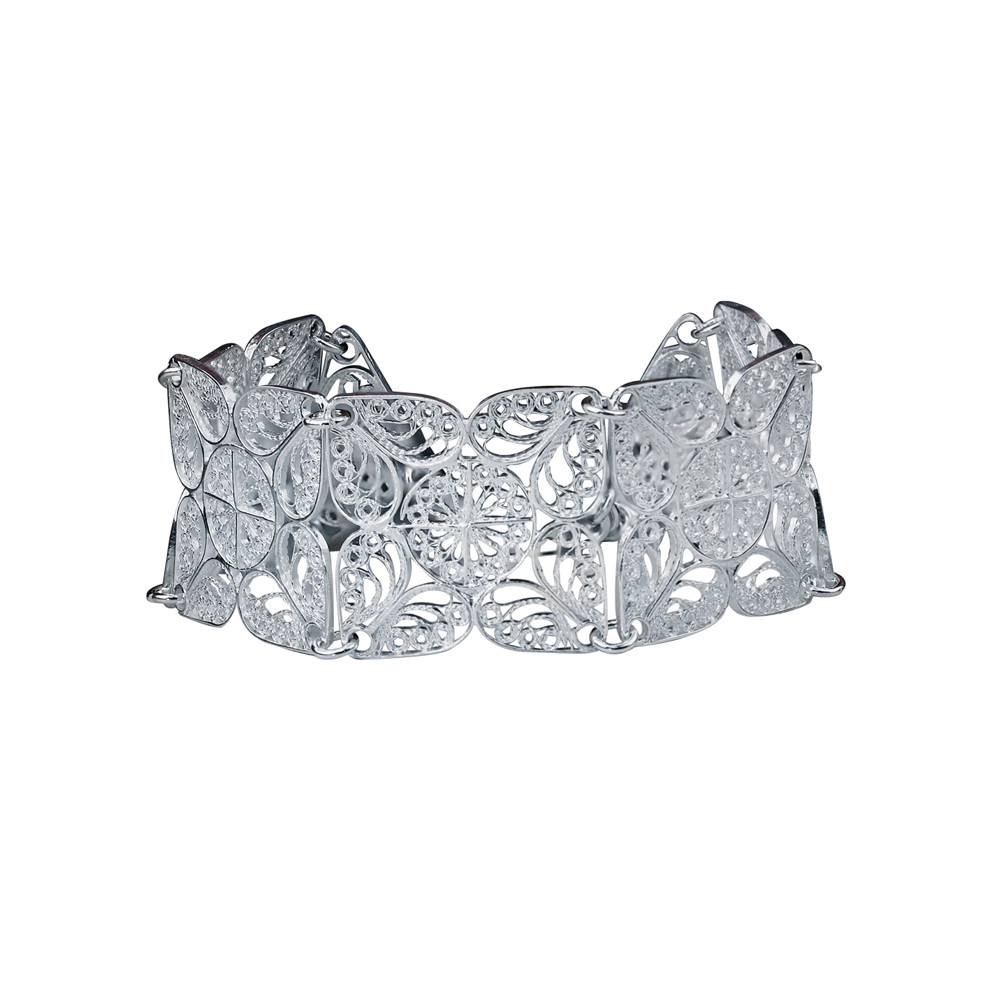 WIDE FLORAL FILIGREE BANGLE