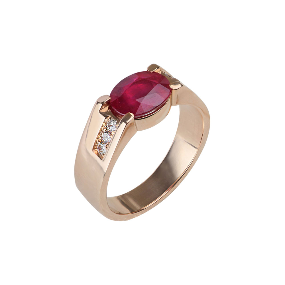 OVAL RUBY MEN RING 