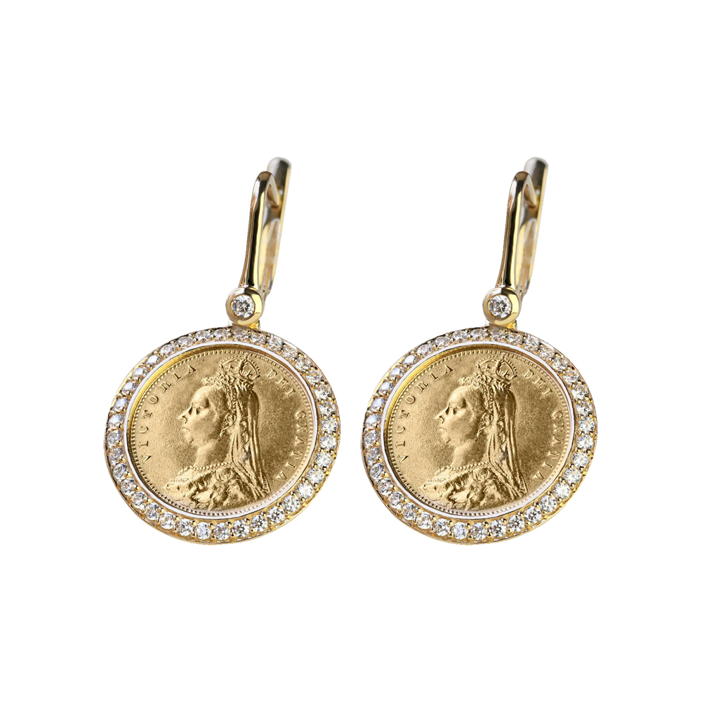 COIN AND ZIRCONIUM EARRINGS