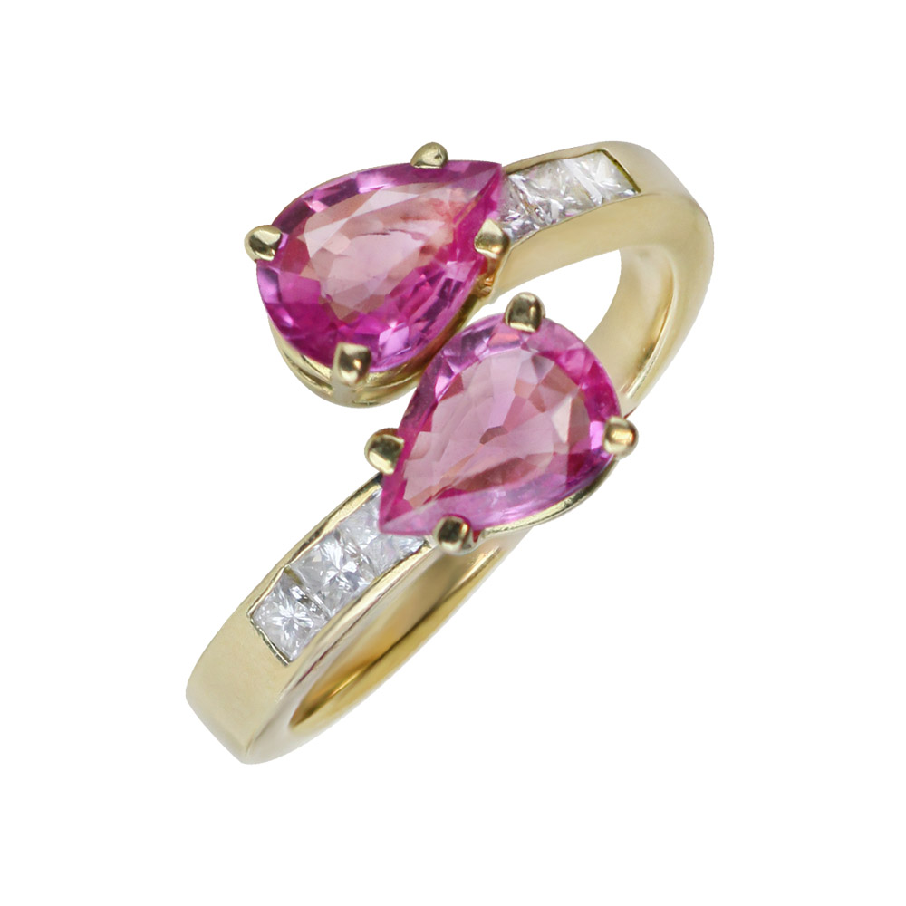 DOUBLE PEAR  TURMALINE   RING