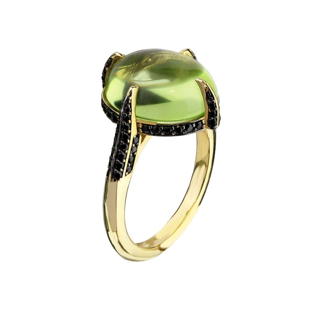 PERIDOT AND BLACK ZIRCON RING 